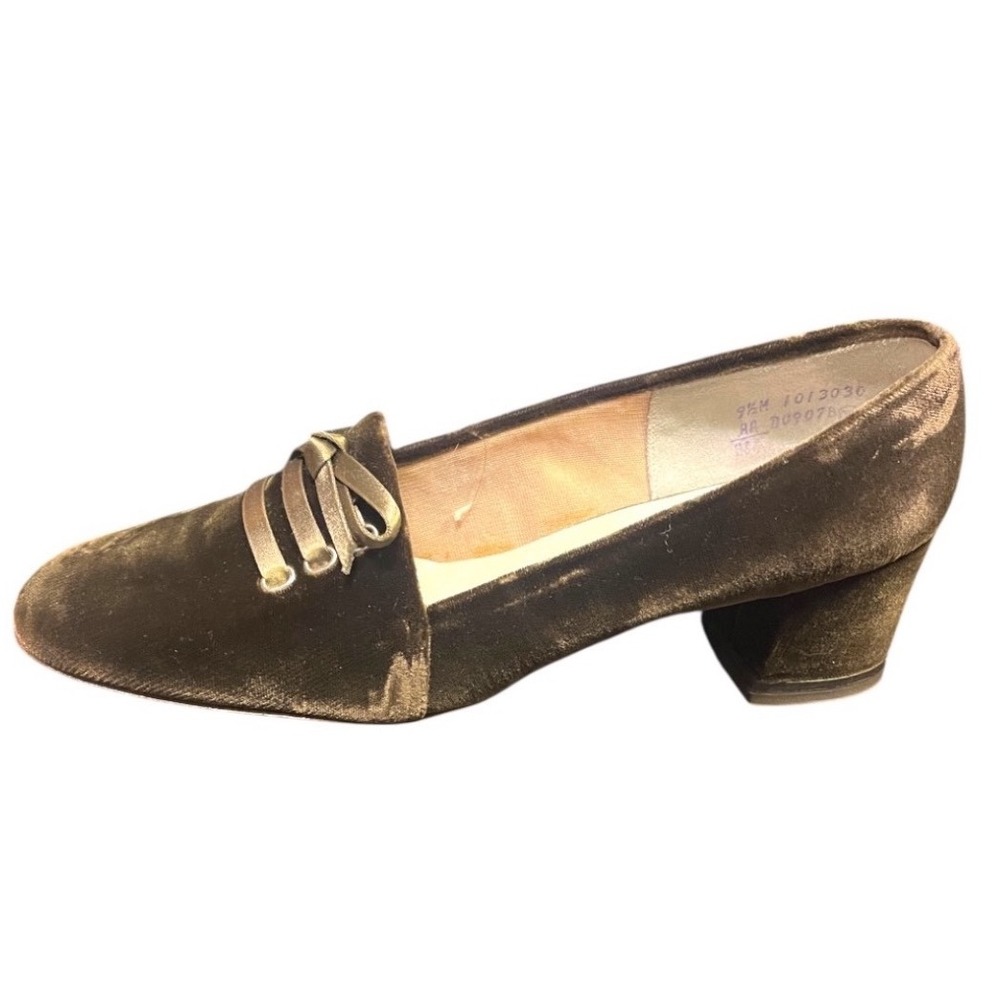 Vintage Saks Fifth Avenue Degas Collection Velvet Heels With Ribbon Laces 9.5‎